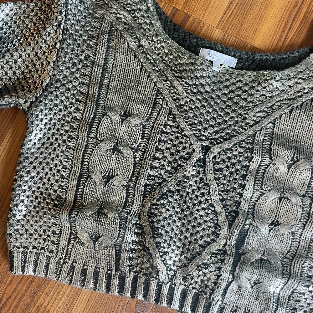 Lucy Paris Silver Foil Crop Sweater - Picture 7 of 7